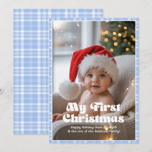 Baby Blue Eyes Gingham Mein erstes Weihnachten Bab