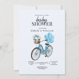 Baby Blue Fahrrad Baby Shower Einladung, Es ist ei Einladung