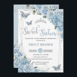 Baby Blue Floral Butterfly 16 . Geburtstag 16. Einladung<br><div class="desc">Personalisieren Sie diese schöne,  süße 16 Geburtstagsfeier-Einladung mit eigener Formulierung einfach und schnell,  einfach auf den Knopf Anpassen,  um den Stil und die Platzierung des Textes weiter zu ordnen und zu formatieren. Passende Artikel im Shop erhältlich! c) Das glückliche Cat Studio</div>