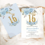 Baby Blue Floral Gold Sweet 16 Sechzehn Geburtstag Einladung<br><div class="desc">Personalisieren Sie diese elegante Baby Blue Blumenladen Sweet 16 Geburtstag Einladung mit Ihrer eigenen Formulierung einfach und schnell. Klicken Sie einfach auf die Schaltfläche Bearbeiten mithilfe von Entwurfswerkzeugen, um Text, Wortlaut, Stil des Schriftartes, Größe des Schriftartes, Farbe des Schriftartes weiter zu bearbeiten, mehr Text hinzuzufügen, Bilder zu verschieben oder zu...</div>