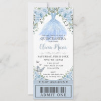 Baby Blue Floral Goress Quinceañera VIP Ticket