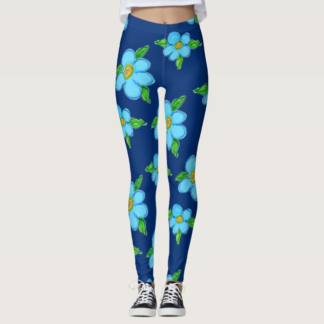 Baby Blue Floral Leggings (Vorderseite)