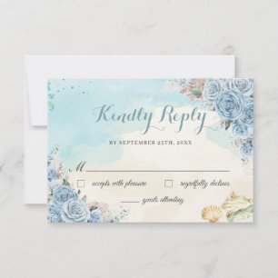 Baby Blue Floral Pampas Grass Beach Sweet 16 Antwo RSVP Karte