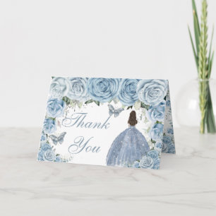 Baby Blue Floral Quinceañera Birthday Princess Dankeskarte