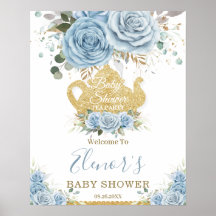 Baby Blue Floral Rose Baby Dusche Hoch Tee Party