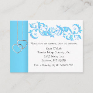 Baby Blue Floral Swirl and White - Empfang Begleitkarte