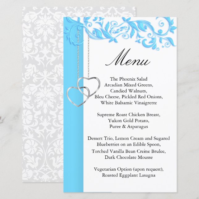 Baby Blue Floral Swirl - Menü (Vorne/Hinten)