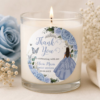 Baby Blue Florale Prinzessin Quinceañera 15 Sweet  Runder Aufkleber