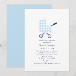 Baby Blue Gingham Baby Shower Einladung