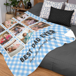 Baby Blue Gingham Bester Vater Aller Zeiten Fotoco Fleecedecke