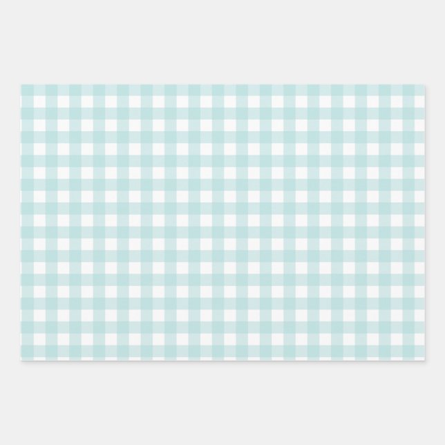 Baby Blue Gingham Geschenkpapier Set (Vorderseite)