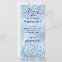 Baby Blue Glitzer & Foil Dinner Menu Card