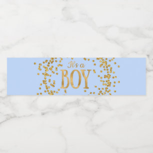 Baby Blue Gold Baby Shower Wasserflaschen Etikette