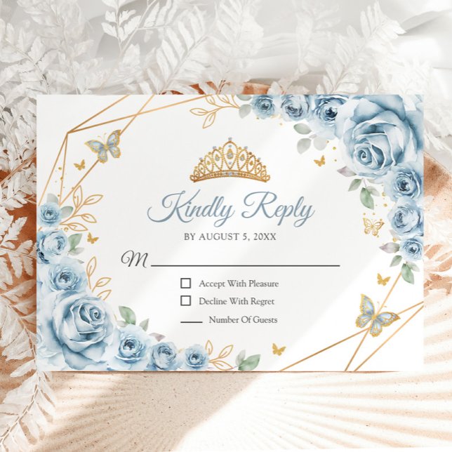 Baby Blue Gold Floral Quinceanera Antwort (Von Creator hochgeladen)
