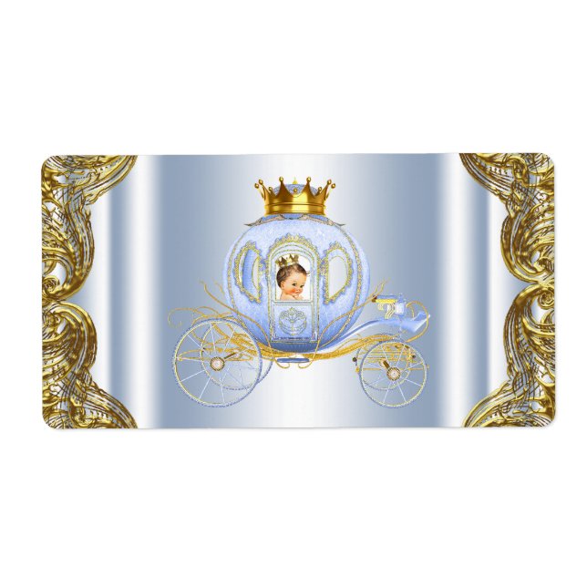 Baby Blue Gold Prince Baby Dusche Wasser Flasche (Vorne)