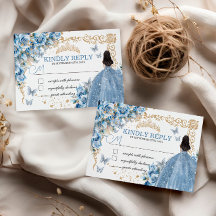 Baby Blue Gold Quinceañera Prinzessin Schmetterlin