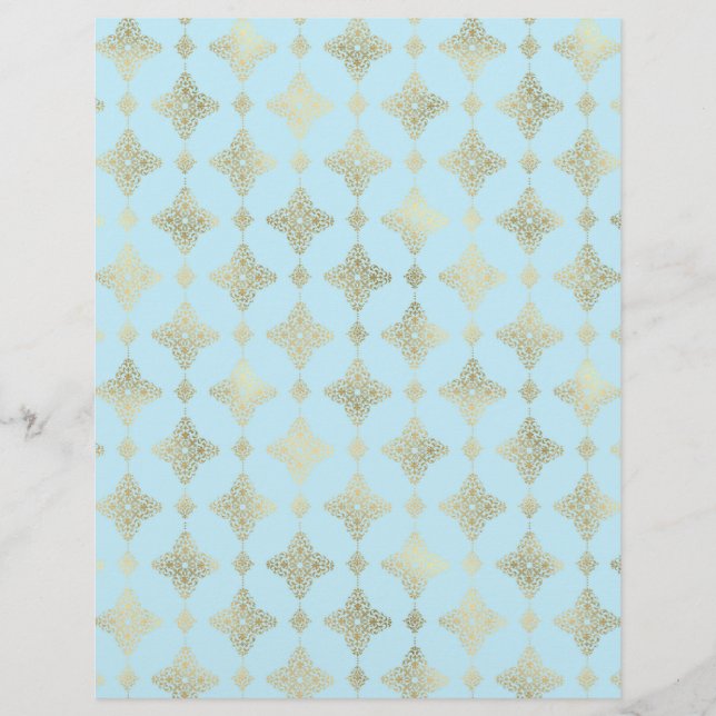 Baby Blue & Gold Zwei Muster Scrapbook Paper (Vorderseite)
