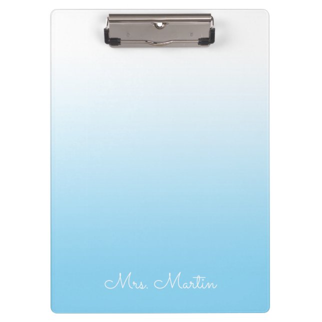 Baby Blue Gradient Personalisiert Teacher Klemmbrett (Vorderseite)