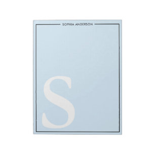 Baby Blue Grafik-Monogramm Personalisierter Name Notizblock