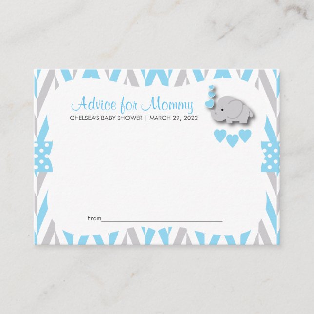 Baby Blue & Grey Elephant Baby shower Sm - Conseil (Devant)