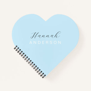 Baby Blue Heart Monogram Modern Feminine Notizbuch
