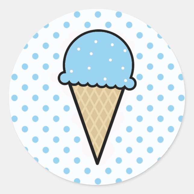Baby Blue Ice Creme Cone Runder Aufkleber (Vorderseite)