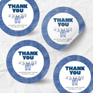 Baby Blue Jean Baby Shower Runder Aufkleber