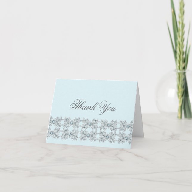 Baby Blue Jewel Lace Vielen Dank Dankeskarte (Vorderseite)