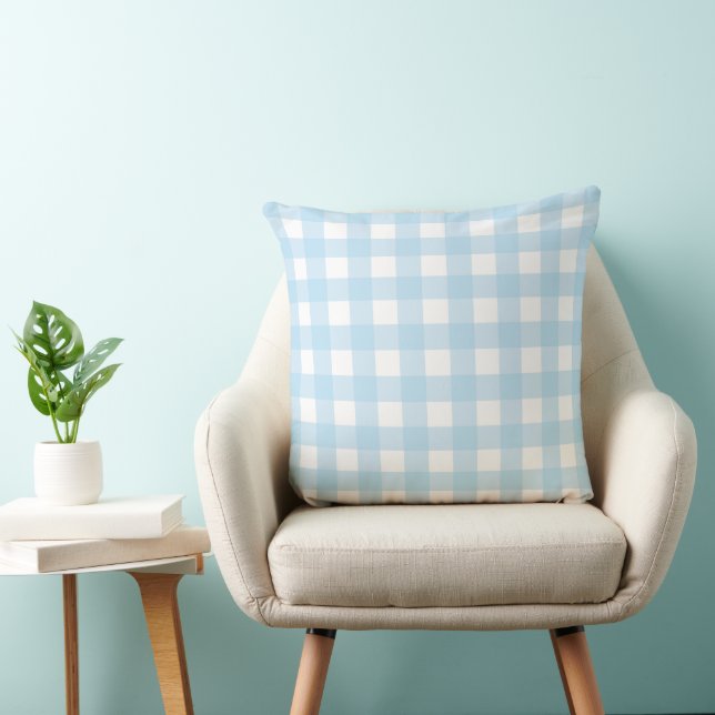 Baby Blue Kariert 20x20 Throw Kissen (Stuhl )