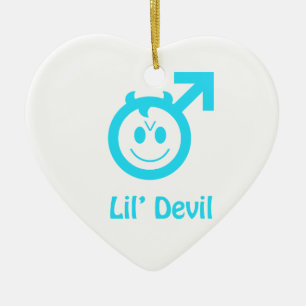 Baby Blue Lil Devil Male Symbol Keramikornament