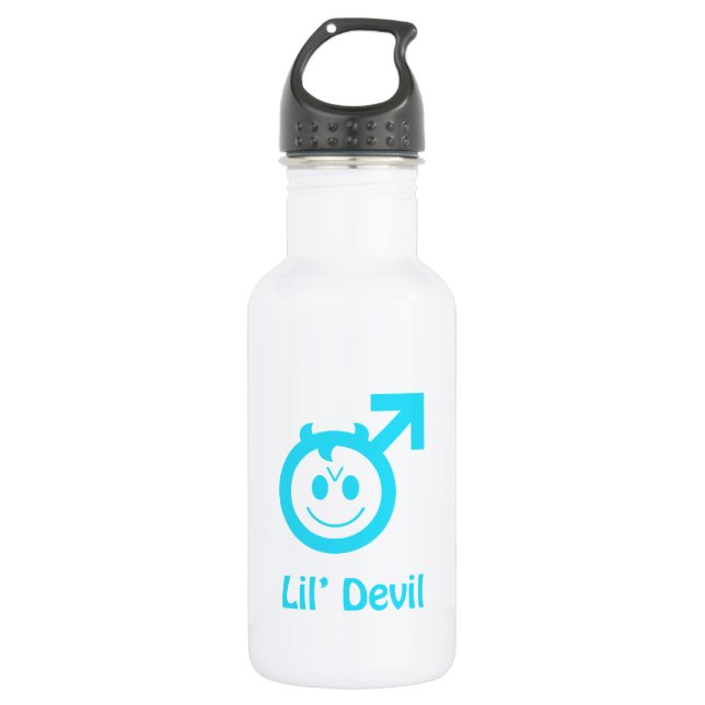 Baby Blue Lil Devil Male Symbol Trinkflasche (Vorderseite)