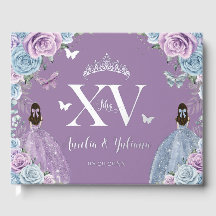 Baby Blue Lila Lilac Floral Twins Quinceañera