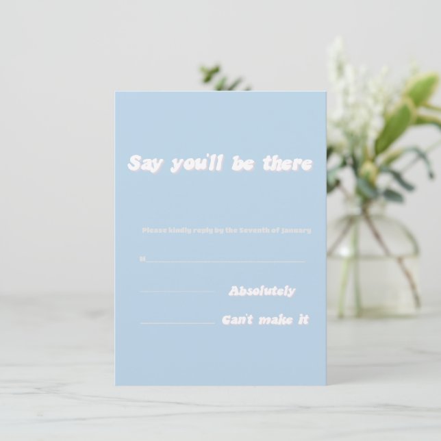 Baby Blue Modern Wedding Card Begleitkarte (Stehend Vorderseite)
