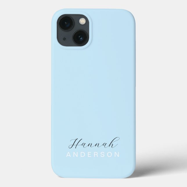 Baby Blue Monogram Modern Minimalistisch Feminine Case-Mate iPhone Hülle (Rückseite)