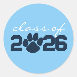 Baby Blue & Navy Pawprint Abschluss Stickers