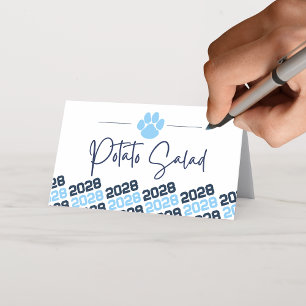 Baby Blue & Navy Pawprint Faltlabel, Food oder Platzkarte