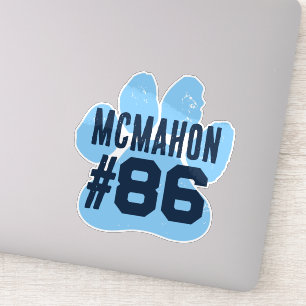 Baby Blue & Navy Player Number Pawprint Aufkleber