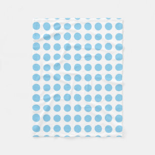 Baby Blue on White Large Horizontal Polka Dots Fleecedecke