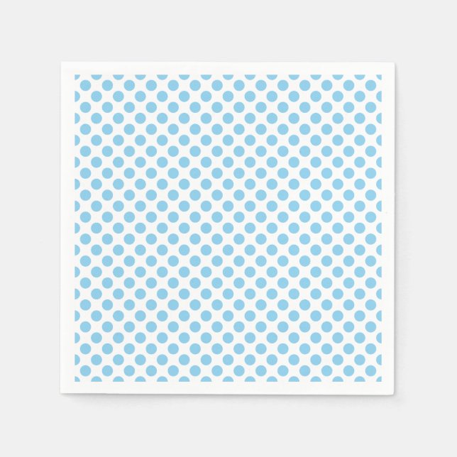 Baby Blue on White Medium Polka Dots Paper Serviette (Vorderseite)