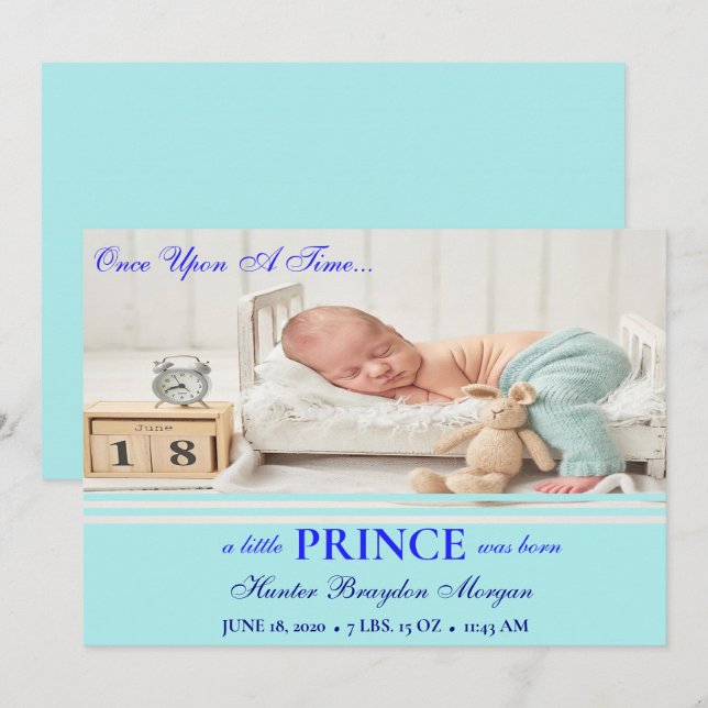 Baby Blue Overlay Geburtserklärung Einladung (Vorne/Hinten)
