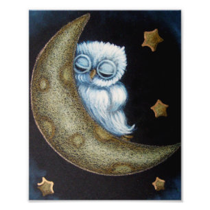 BABY BLUE OWL SCHLAFEN IM MUND 8" X 10" POSTER