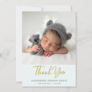 Baby Blue Pastellbaby danke card mit Foto Einladung