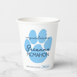 Baby Blue Pawprint auf der White Graduation Party Pappbecher