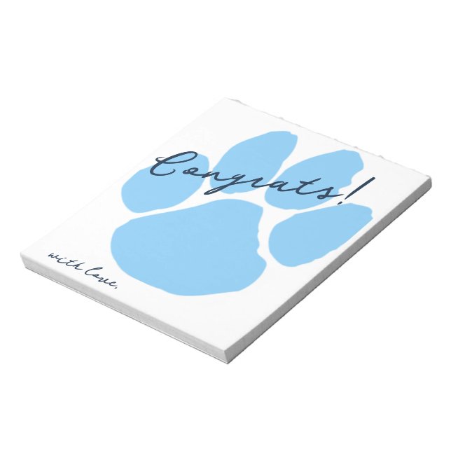 Baby Blue Pawprint Verließ den Grad a Note Notepad Notizblock (Rotiert)