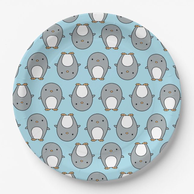 Baby Blue Pinguin Pattern Pappteller (Vorderseite)