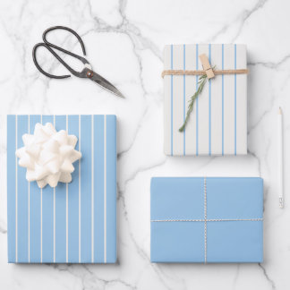 Baby Blue Pinstripe - Klassischer Minimalismus Geschenkpapier Set