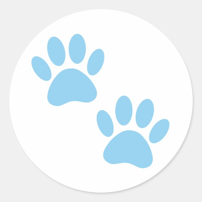 Baby Blue Puppy Paw Prints Runder Aufkleber (Vorderseite)