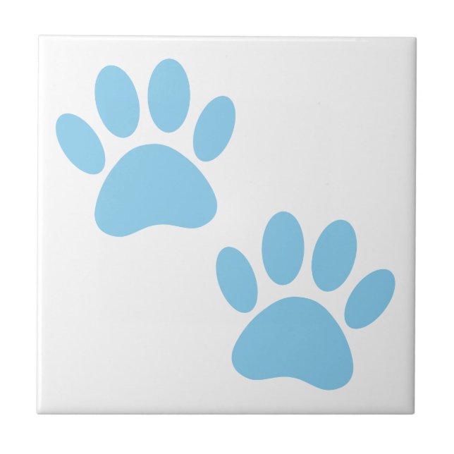 Baby Blue Puppy Paw Prints Tile Fliese (Vorderseite)