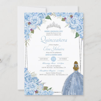 Baby Blue Quinceanera Ainderella Princess Birthday Einladung