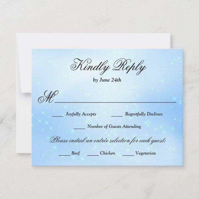 Baby Blue Quinceanera Wahl RSVP Karte (Vorderseite)